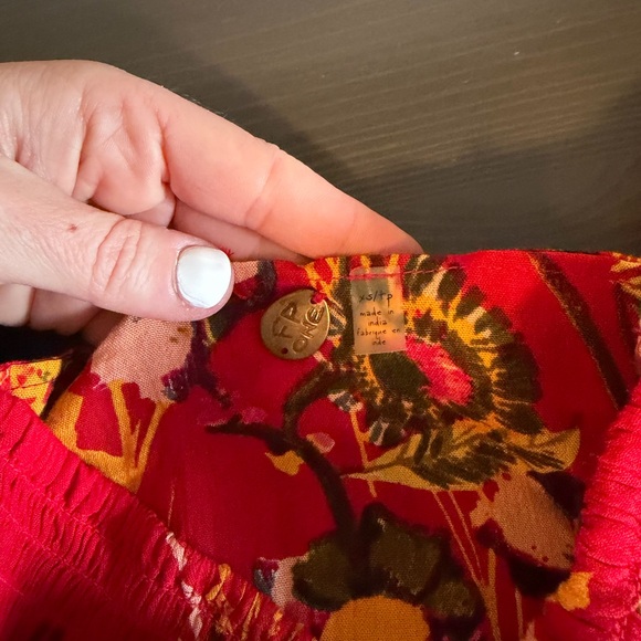 Free People Vibrant Red Aloha Floral Wide Leg Pants - Picture 6 of 8